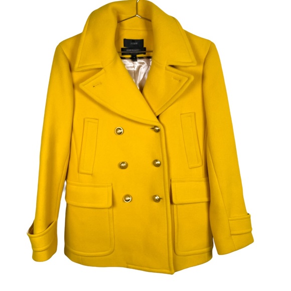 J.Crew Golden Yellow Stadium-Cloth Majesty Peacoat